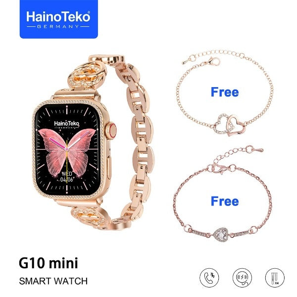 HainoTeko G10 Mini – Smart Watch Féminine AMOLED avec 4 Bracelets