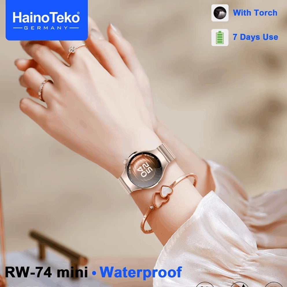 HainoTeko RW-74 Mini (Watch 5 Pro Mini) – Smart Watch Femme AMOLED Incurvé Étanche avec Appels Bluetooth