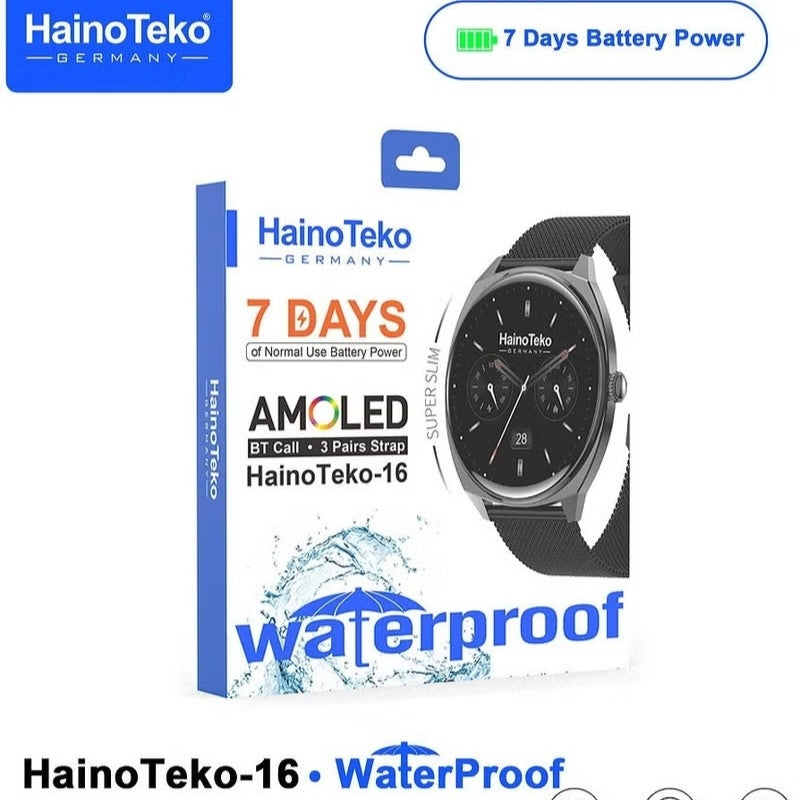 HainoTeko-16 Waterproof – Smart Watch AMOLED Ultra Fine avec Appels Bluetooth