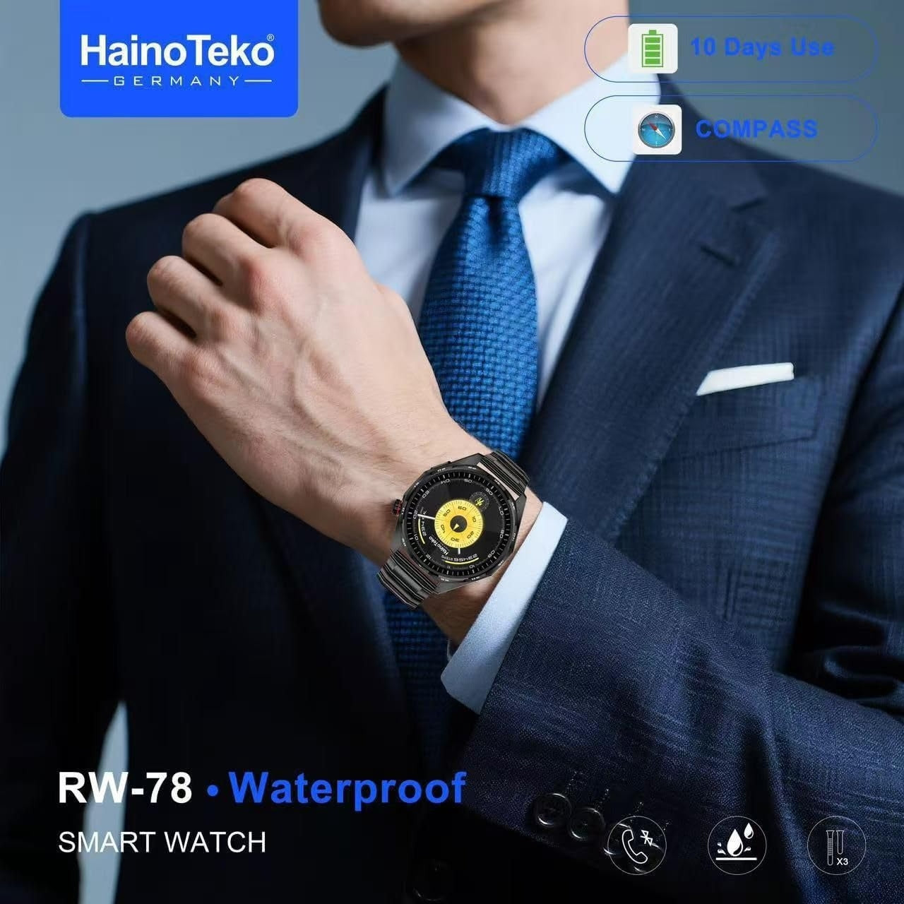 HainoTeko RW-78 Waterproof – Smart Watch Étanche avec NFC & 10 Jours d’Autonomie