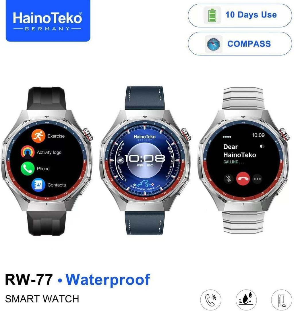 HainoTeko RW-77 Waterproof – Smart Watch Premium avec Appels Bluetooth & 10 Jours d’Autonomie