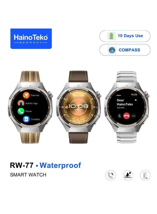 HainoTeko RW-77 Waterproof – Smart Watch Premium avec Appels Bluetooth & 10 Jours d’Autonomie