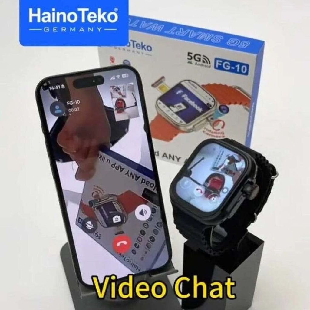 HainoTeko FG-10 – Smartwatch Android 5G avec Écran AMOLED 2,2", Carte SIM, GPS, Wi-Fi & Caméra Rotative 12 MP