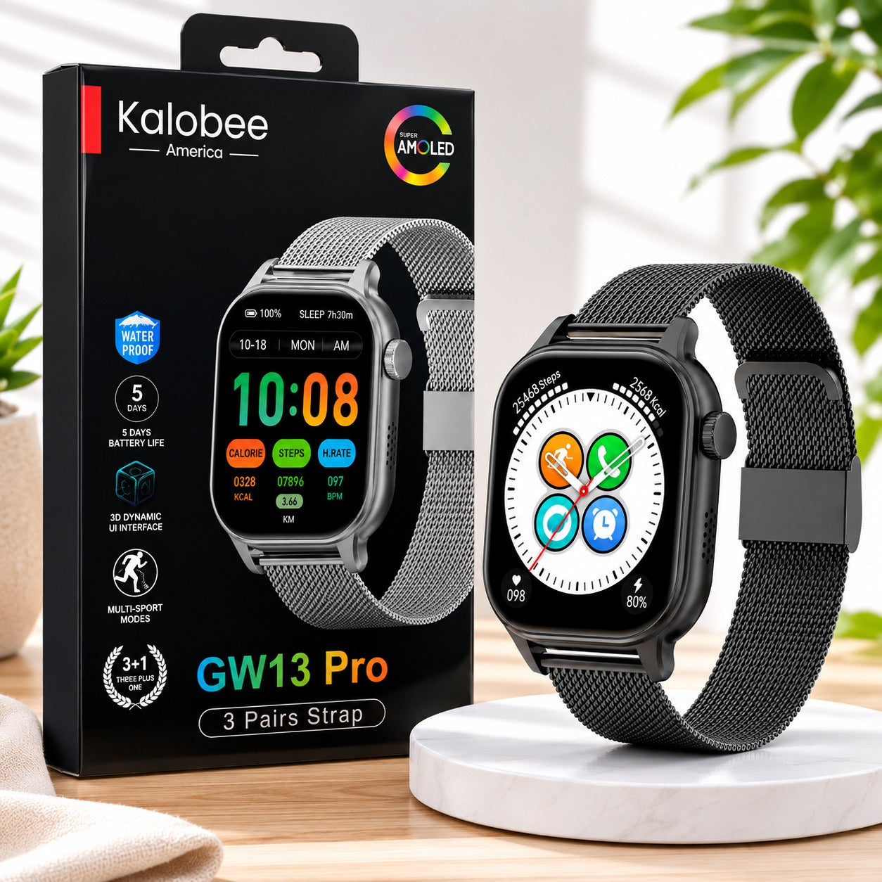 KALOBEE GW13 PRO – Smartwatch  Bluetooth avec Écran HD 1,88"